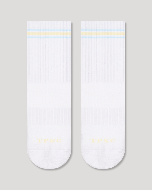 Grip Socks - Butter Yellow and Blue Stripe