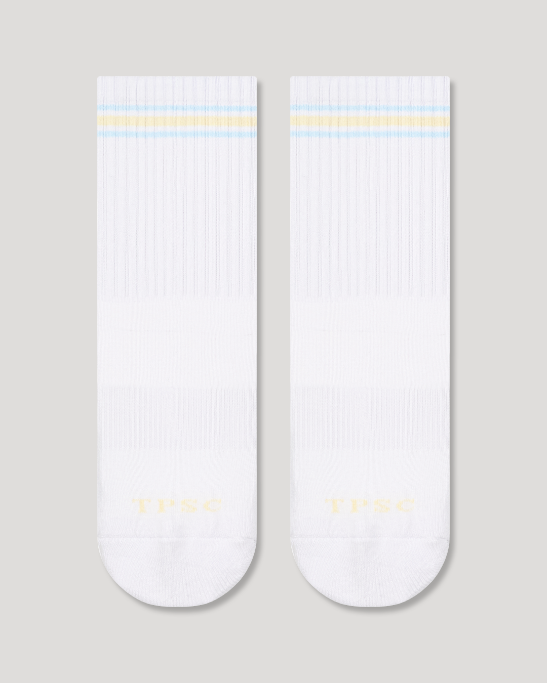 Grip Socks - Butter Yellow and Blue Stripe