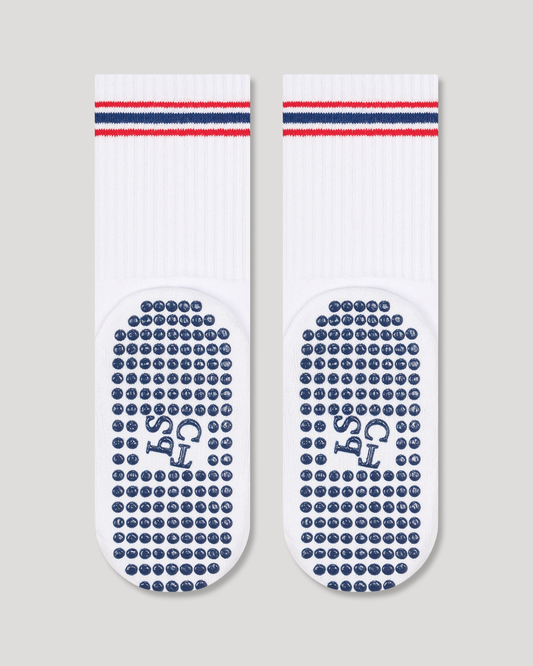 Grip Socks - Navy and Red Stripe